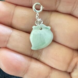 Jadeite peach charm/Pendant, bale to bottom 1” $28